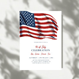 Modern Patriotic American Flag 4th of July Party Kaart