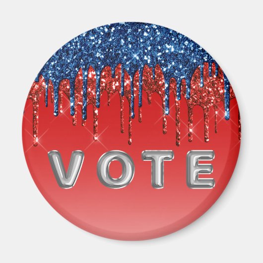 Modern Patriotic Glitter Drip  Vote Magneet (Voorkant)