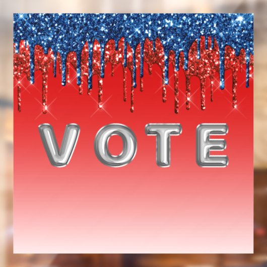 Modern Patriotic Glitter Drip Vote Raamsticker (Vel 2)