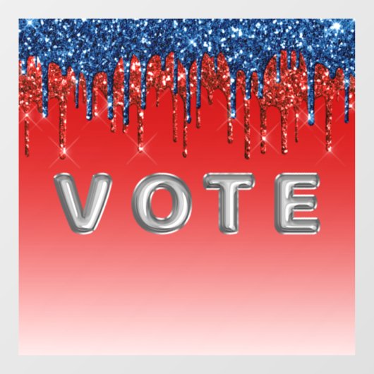 Modern Patriotic Glitter Drip Vote Raamsticker (Vel)
