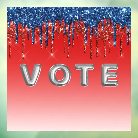 Modern Patriotic Glitter Drip Vote Raamsticker (Vel 3)