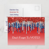 Modern Patriotic Glitter Drip Vote Reminder Briefkaart (Voorkant / Achterkant)