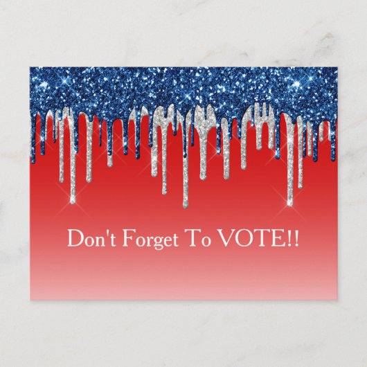 Modern Patriotic Glitter Drip Vote Reminder Briefkaart (Voorkant)