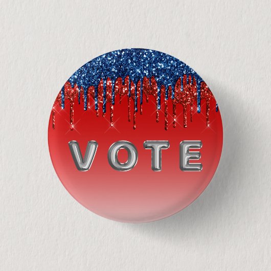 Modern Patriotic Glitter Drip  Vote Ronde Button 3,2 Cm (Voorkant)