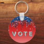 Modern Patriotic Glitter Drip Vote Sleutelhanger (Voorkant)