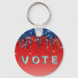 Modern Patriotic Glitter Drip Vote Sleutelhanger