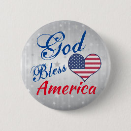 Modern Patriotic Heart God Bless America Verenigde Ronde Button 5,7 Cm