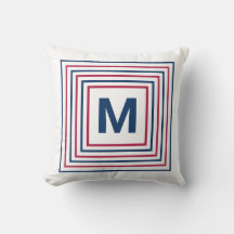 Modern Patriotic Red White en Blue Monogramed