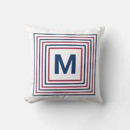 Modern Patriotic Red White en Blue Monogramed Kussen