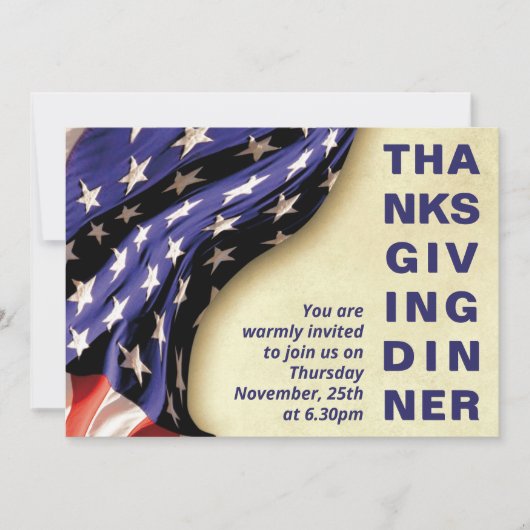 Modern Patriotic USA Thanksgiving Invitation Kaart (Voorkant)