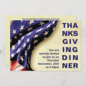 Modern Patriotic USA Thanksgiving Invitation Kaart (Voorkant / Achterkant)