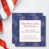 Modern Patriottisch 4 juli Vuurwerkfeest Kaart