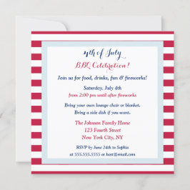 Modern Patriottisch 4 juli Zomerbarbecuefeest Kaart