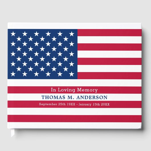 Modern Patriottisch Amerikaans Vlag Memorial Gastenboek (Voorkant)