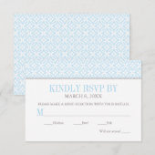 Modern Patroon Blauw Baby Jongen Doop RSVP Kaartje (Voorkant / Achterkant)