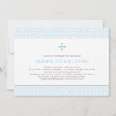 Modern Patroon Blauw Kruis Baby Jongen Doop Kaart (Voorkant)