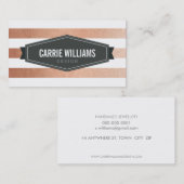 MODERN PATROON gestreepte grijze badge koper Visitekaartje (Voorkant / Achterkant)