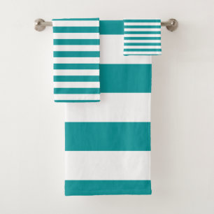 Modern patroon in viridiaangroen en witte strepen bad handdoek