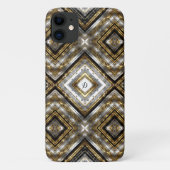 Modern patroon in zilver, goud en zwart, monogram Case-Mate iPhone case (Achterkant)
