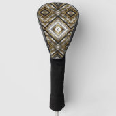 Modern patroon in zilver, goud en zwart, monogram golfheadcover (Voorkant)