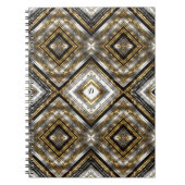 Modern patroon in zilver, goud en zwart, monogram notitieboek (Voorkant)