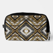 Modern patroon in zilver, goud en zwart, monogram toilettasje (Voorkant)