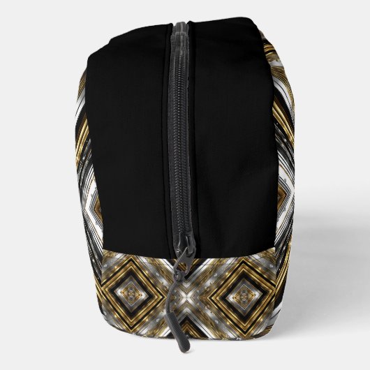 Modern patroon in zilver, goud en zwart, monogram toilettasje (Rechts)