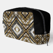 Modern patroon in zilver, goud en zwart, monogram toilettasje (Rechterhoek)