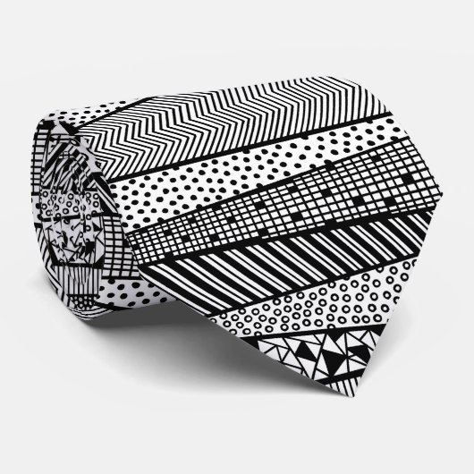 Modern patroon in zwart-wit, chic stropdas (Opgerold)