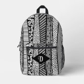Modern patroon in zwart-wit, Monogram Bedrukte Rugzak (Voorkant)