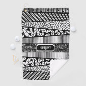 Modern patroon in zwart-wit, personaliseerbaar golfhanddoek (Insitu)