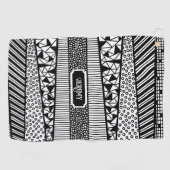 Modern patroon in zwart-wit, personaliseerbaar golfhanddoek (Horizontaal)