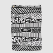 Modern patroon in zwart-wit, personaliseerbaar golfhanddoek (Voorkant)