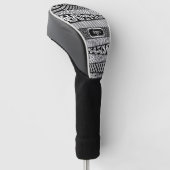 Modern patroon in zwart-wit, personaliseerbaar golfheadcover (Schuin)