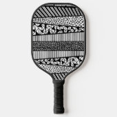 Modern patroon in zwart-wit, personaliseerbaar pickleball paddle (Voorkant)