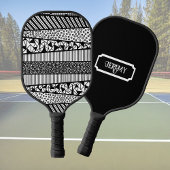 Modern patroon in zwart-wit, personaliseerbaar pickleball paddle