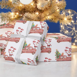 Modern  patroon: Kerstboomwagen Cadeaupapier