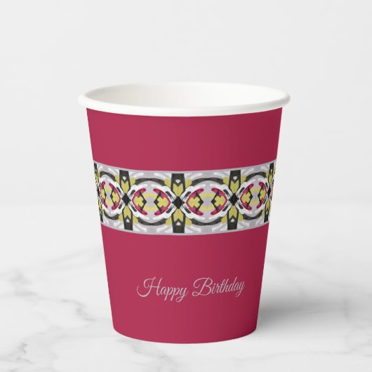 Modern patroon met Bourgogne Papieren Bekers (Voorkant)