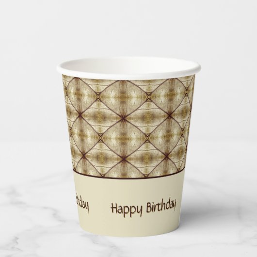 Modern patroon met donkerbruine accenten papieren bekers (Achterkant)