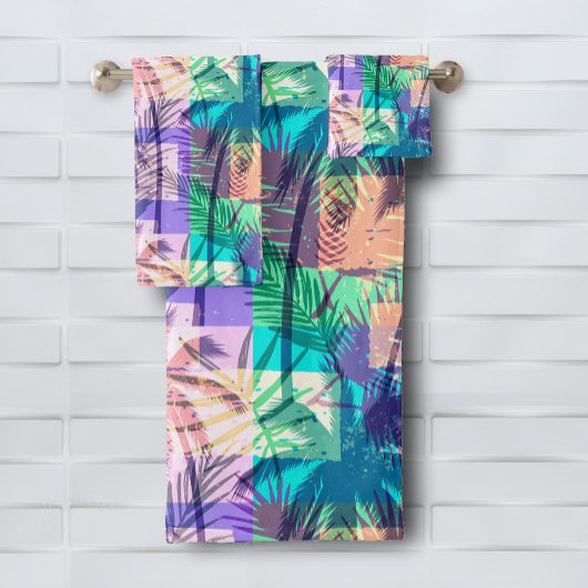 Modern patroon met helder tropisch palm bad handdoek