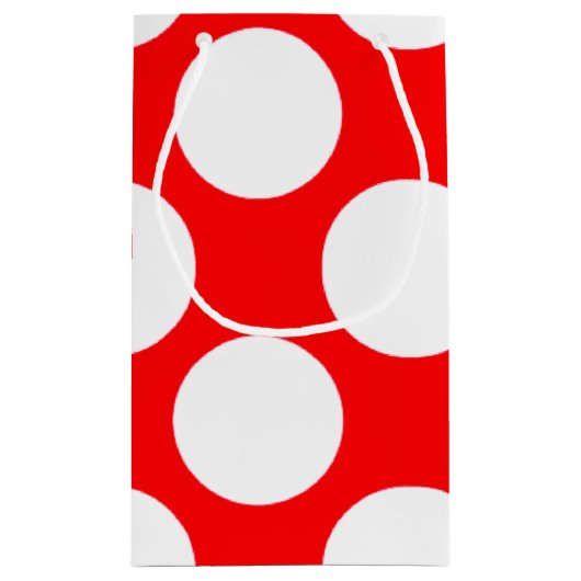 Modern patroon met heldere rode witte pokadots klein cadeauzakje (Achterkant)