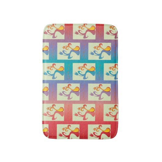 Modern patroon met rode, paarse en blauwe Tulp Badmat (Voorkant Verticaal)