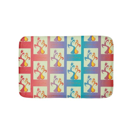 Modern patroon met rode, paarse en blauwe Tulp Badmat (Voorkant)