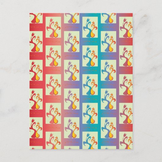 Modern patroon met rode, paarse en blauwe Tulp Briefkaart (Voorkant)