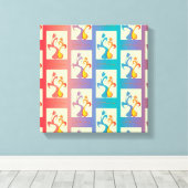 Modern patroon met rode, paarse en blauwe Tulp Canvas Afdruk (Insitu (Houten vloer))