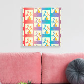 Modern patroon met rode, paarse en blauwe Tulp Canvas Afdruk (Insitu (Woonkamer))