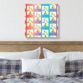 Modern patroon met rode, paarse en blauwe Tulp Canvas Afdruk (Insitu (Slaapkamer))