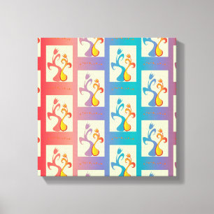 Modern patroon met rode, paarse en blauwe Tulp Canvas Afdruk