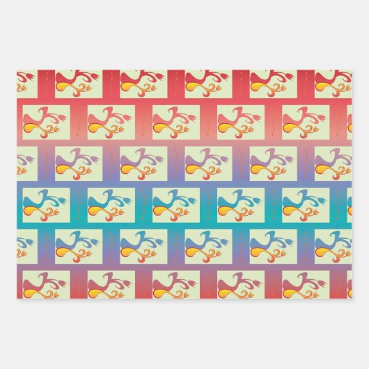 Modern patroon met rode, paarse en blauwe Tulp Inpakpapier Vel (Voorkant 2)