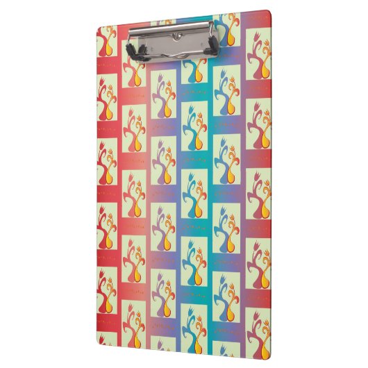 Modern patroon met rode, paarse en blauwe Tulp Klembord (Links)